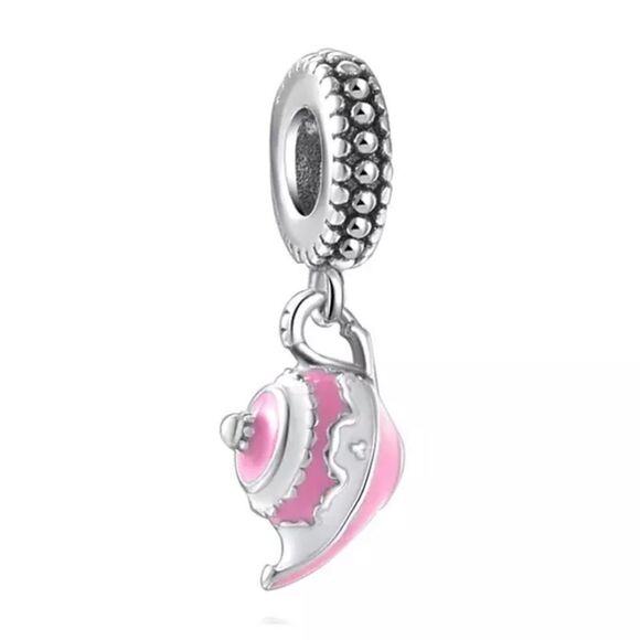 PINK TEAPOT CHARM 925SS - Picture 1 of 1